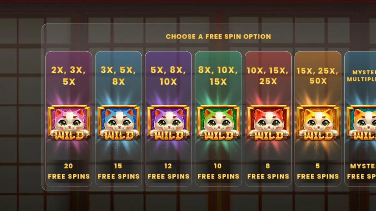 Tampilan visual slot Monoliet Neko dengan tema kucing keberuntungan dan elemen emas