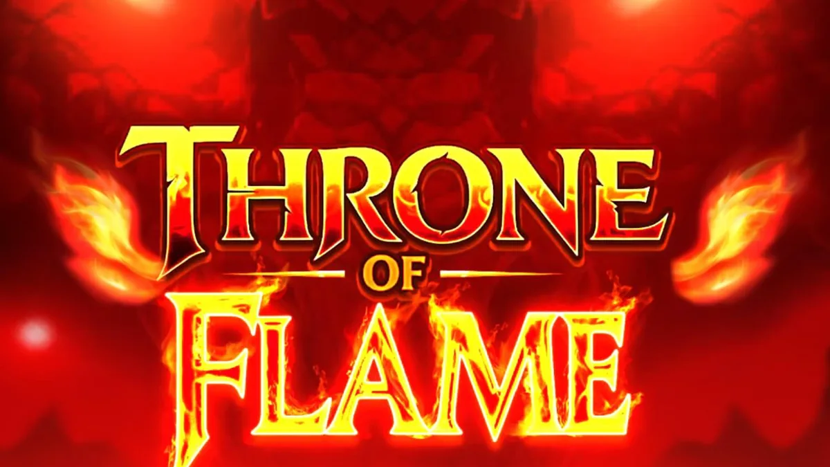 Tampilan visual slot Throne of Flame dengan naga dan harta karun